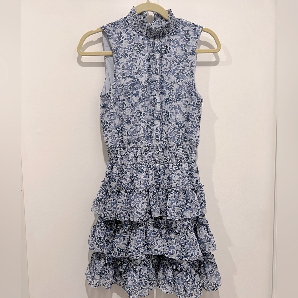 Floral chiffon sleeveless dress above knee size xs